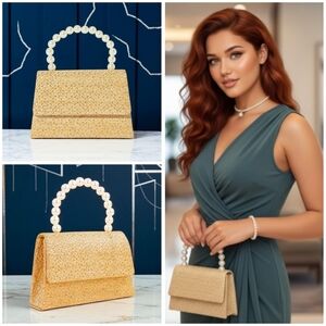 Pearl Handle Straw Bag with Golden Threads – Sparkle & Chic All Year! 🌸